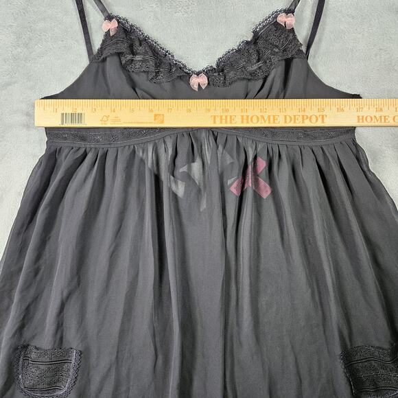 Betsey Johnson Intimates Babydoll Women M Chemise Lingerie Bows Sheer Whimsigoth - Picture 11 of 12